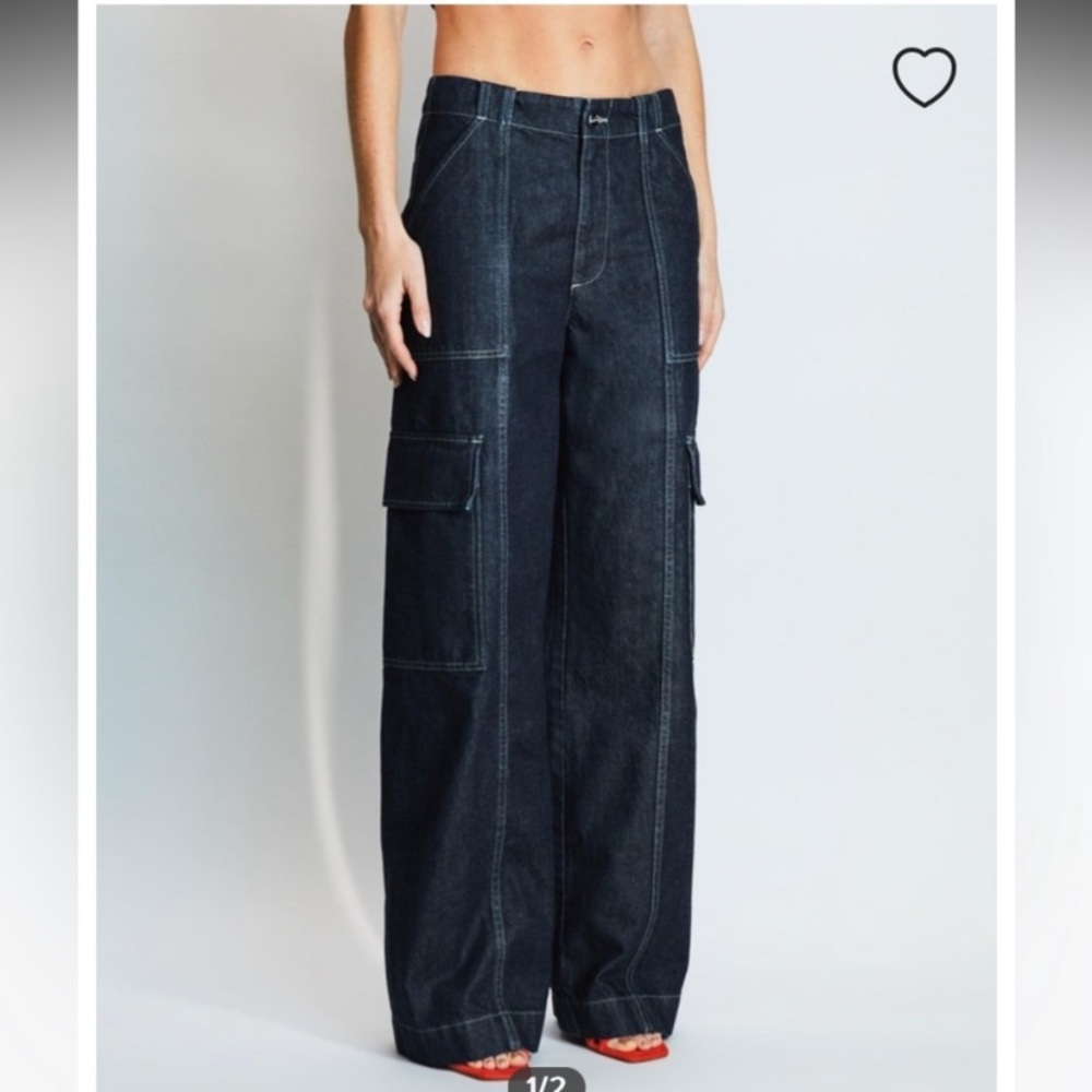 NWT AG Jeans x Emrata Amia Wide Leg Cargo Carpenter Denim trouser pant Jean - Picture 15 of 17